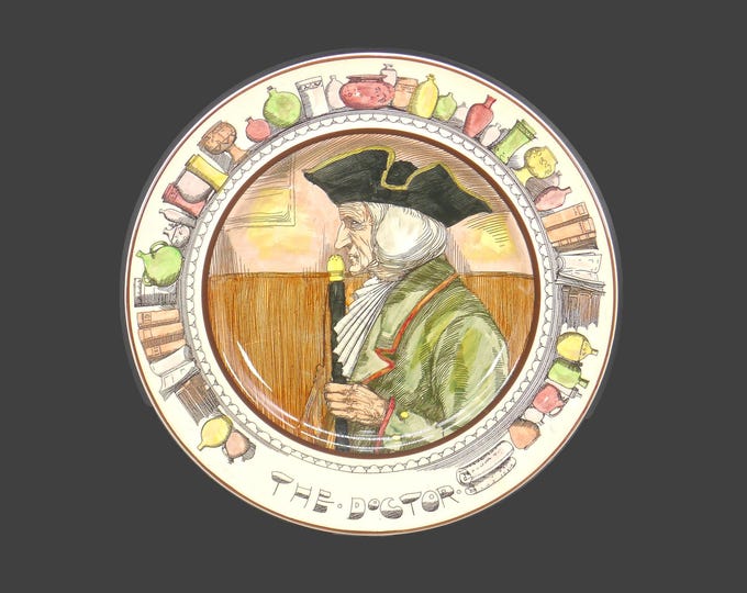 Antique Royal Doulton D6281 The Doctor character plate made in England. Doulton Professsionals series.