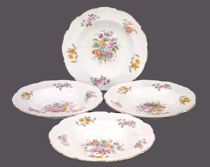Vintage Coalport Fragrance rimmed soup bowls. Bone China made in England.