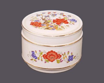 Vintage Sadler covered candy box, ginger jar made in England. Chinoiserie florals.