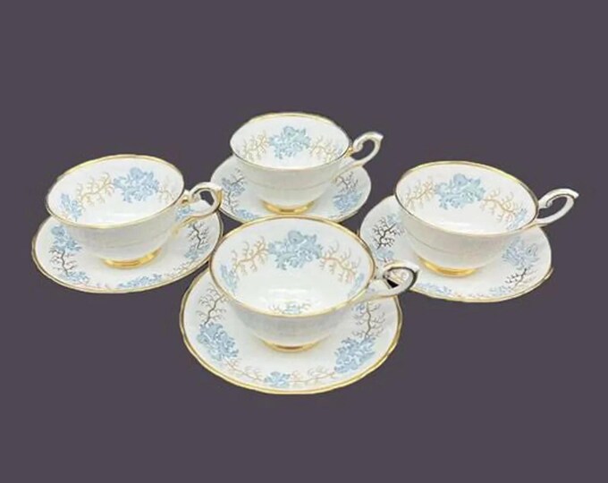 Four Tuscan China Avondale F163 bone china cup and saucer sets made in England.
