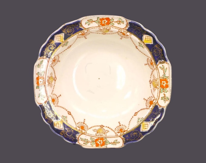 Art-deco era Myott Derby 7773 rimmed Imari fruit nappie, dessert bowl made in England. Sold individually. Flaws (see below).