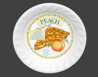 Himark Peach Pie Recipe Pie Plate. Central peach pie recipe. Golden Pie Collection made in Korea. Minor flaw (see below).