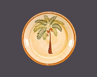 West Palm Home Trends La Mode Decor LDE1 dinner plate. Palm Tree center, faux bamboo rim.