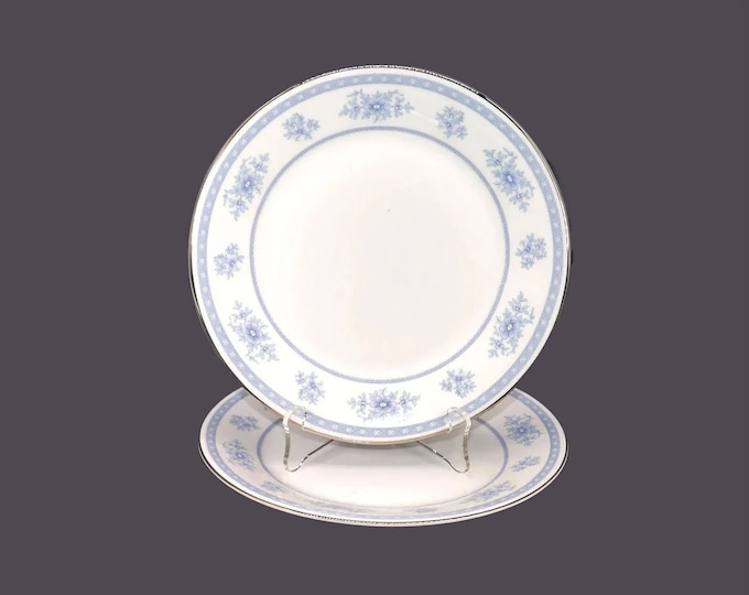 Pair of Royal Doulton Laureate H5060 blue-and-white salad plates made in England. Minor flaw (see below).