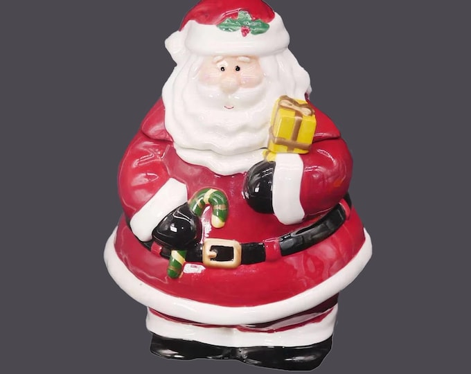 Santa Claus ceramic Christmas cookie jar. Flaw (see below).
