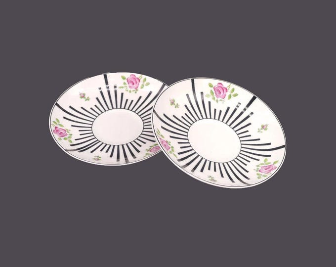 Pair of antique art-nouveau Paragon Star China 5476 hand-decorated orphaned saucers only. Bone china made in England.