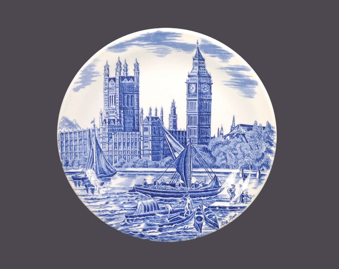 Johnson Brothers Big Ben blue-and-white cabinet, display plate made in England.