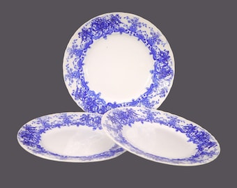 Antique Dudson Corona Blue Flow-Blue Dinner Plates (Set of 3)