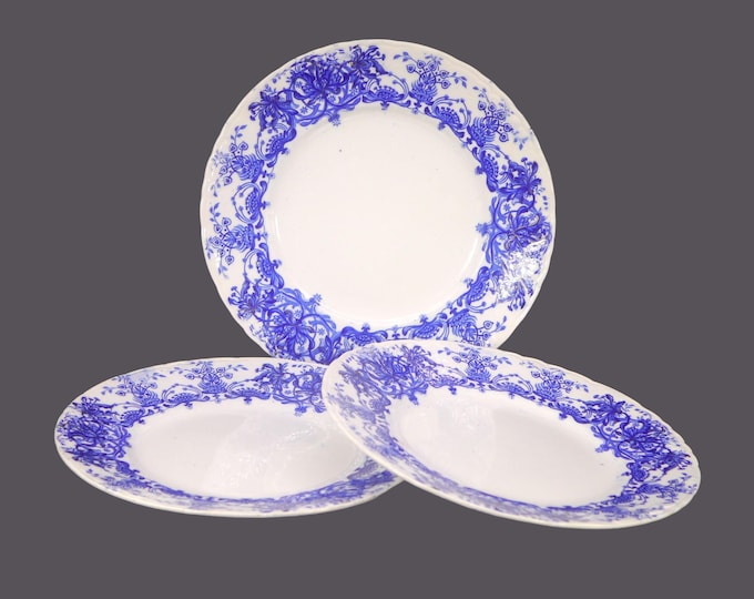 Antique Dudson Corona Blue Flow-Blue Dinner Plates (Set of 3)