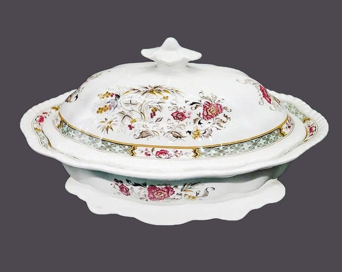 Vintage William Adams Jeddo covered serving bowl made in England.