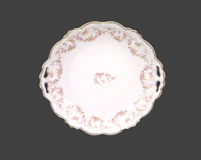 Antique MZ Austria | Altrohlau Bridal Rose handled cake serving plate.