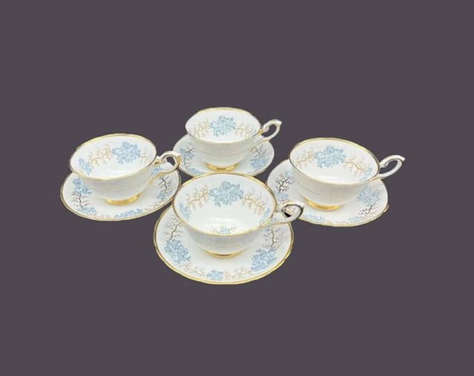 Four Tuscan China Avondale F163 bone china cup and saucer sets made in England.