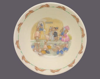 Vintage Royal Doulton Bunnykins Ticket Queue cereal bowl made in England.