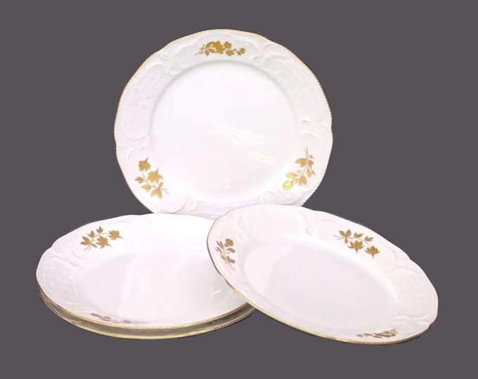 Four Rosenthal Gold Bouquet Chateau Fleurs salad plates. Gold trim. Classic Rose Porcelain made in Germany. Hard to find.