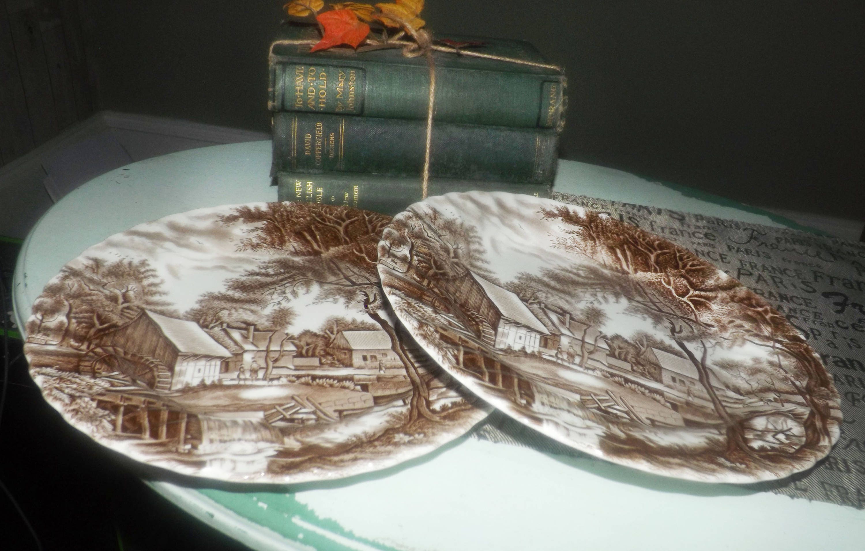 Vintage (1970s) Johnson Brothers ironstone Watermill Brown transferware