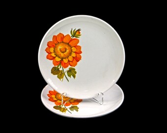 Pair of retro Barker Brothers Sunnyside bread plates. Royal Tudor Ware ironstone made in England. Flaw (see below)
