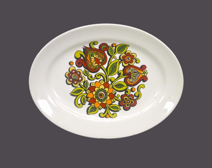 Retro English Ironstone Pottery Tanya oval serving platter. 1970s tableware made in England.