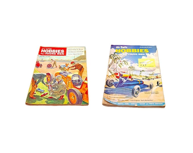 December 1954 & July 1955 issues Air Trails Hobbies for Young Men magazine published NY USA Street Smith. Complete.