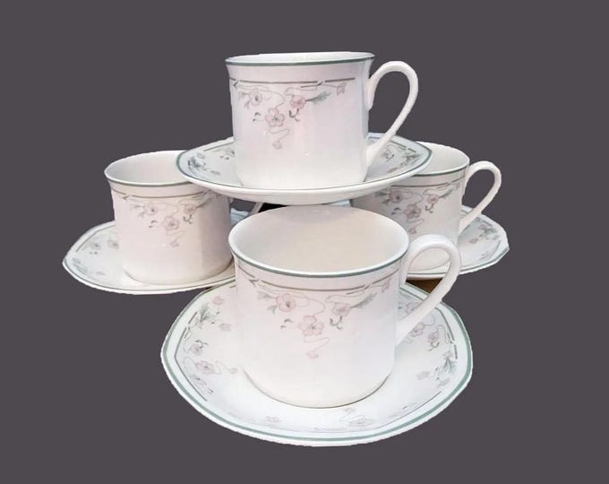 Vintage Royal Doulton Caprice cup and saucer sets made in England. 4 sets.