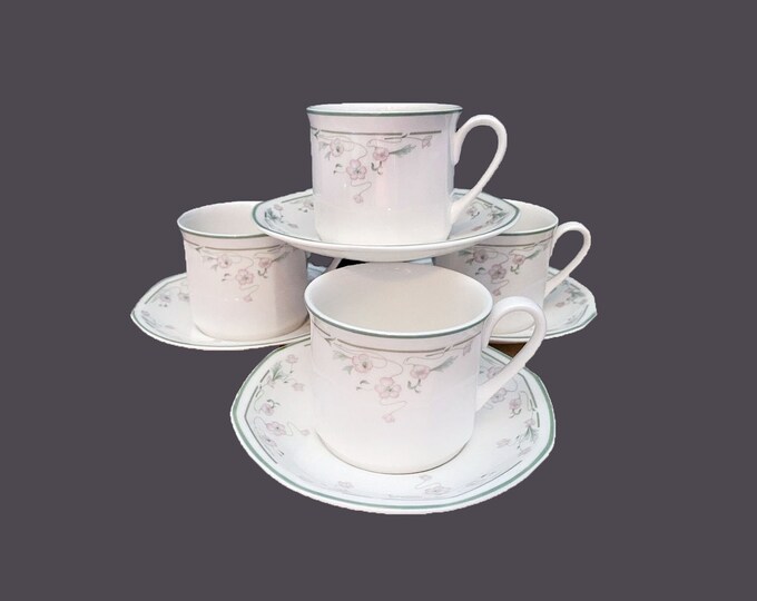 Four Royal Doulton Caprice cup and saucer sets made in England.