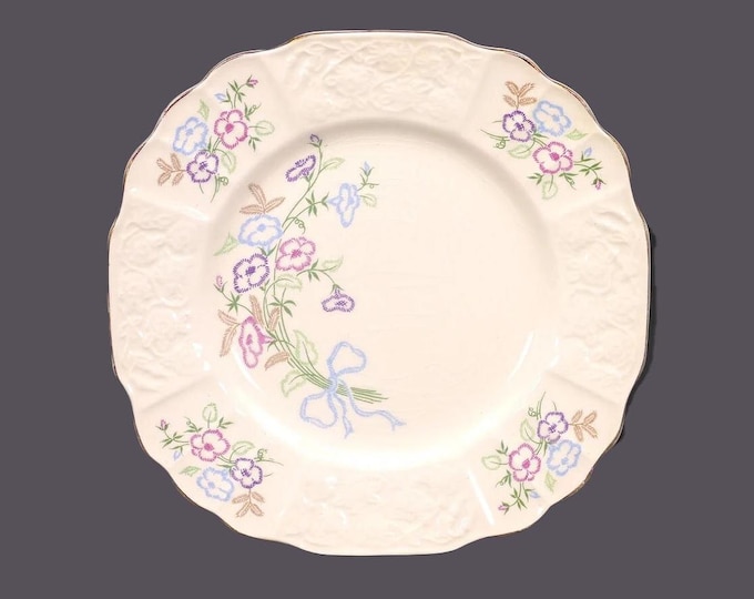 Myott Susan square salad plate made in England. Flowers and bows. Flaw (see below).