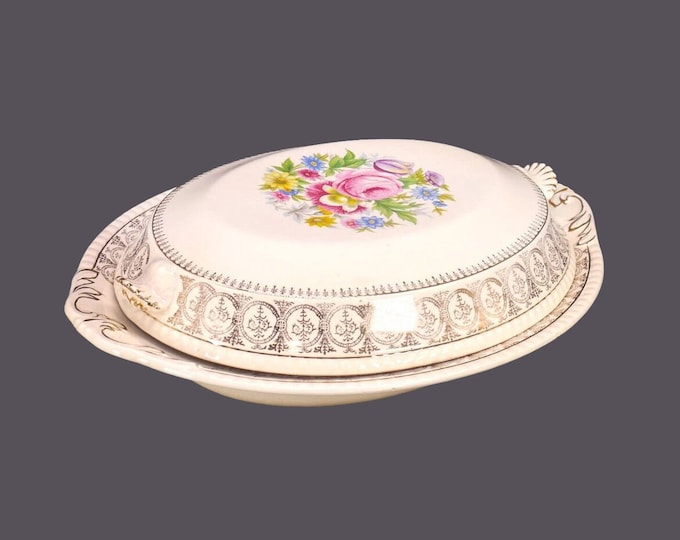Fondeville Athlone 606 covered oval serving bowl. Ambassador Ware ironstone made in England.