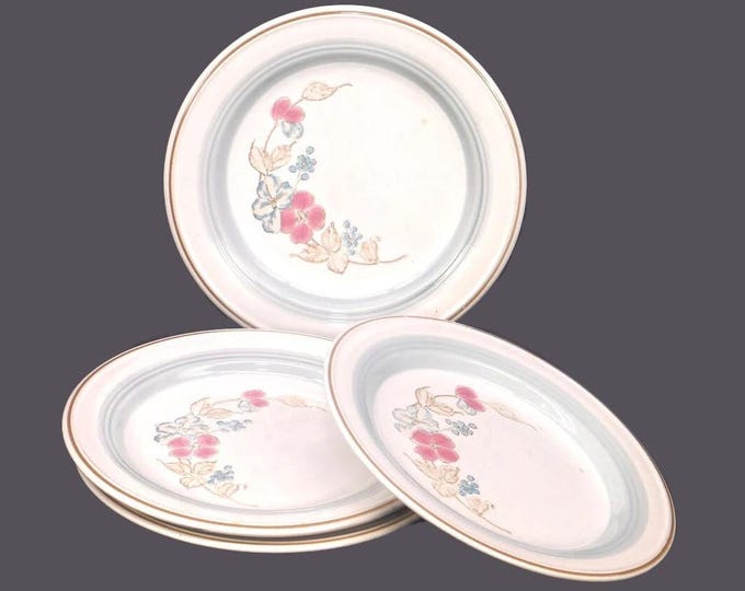 Four Highlands stoneware bread plates. Country Morn stoneware made in Japan.