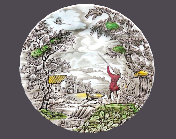 Vintage Myott The Hunter Multicolor salad plate made in England.