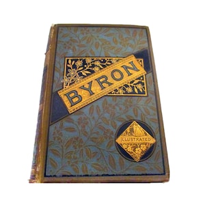 Antykwarska, wiktoriańska, ilustrowana książka w skórzanej oprawie The Poems of Lord Byron. Wydawca: George Rutledge, Anglia.