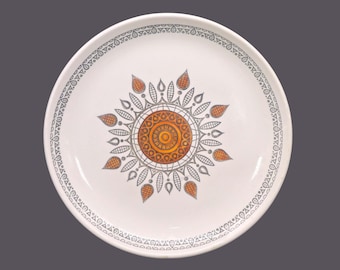 Retro 1970s Biltons | Staffordshire Tableware chop plate, service plate, round platter. Brown and black geometric design. England.