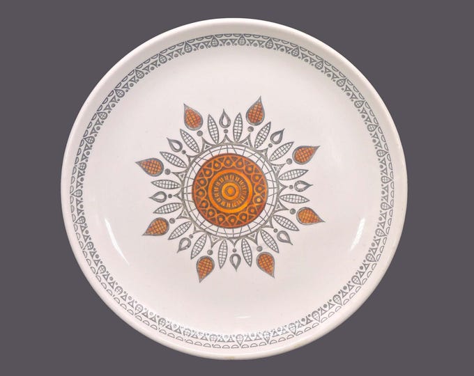 Retro 1970s Biltons | Staffordshire Tableware chop plate, service plate, round platter. Brown and black geometric design. England.