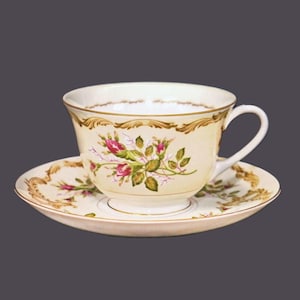 Narumi Rosebud cup and saucer set made in Japan.