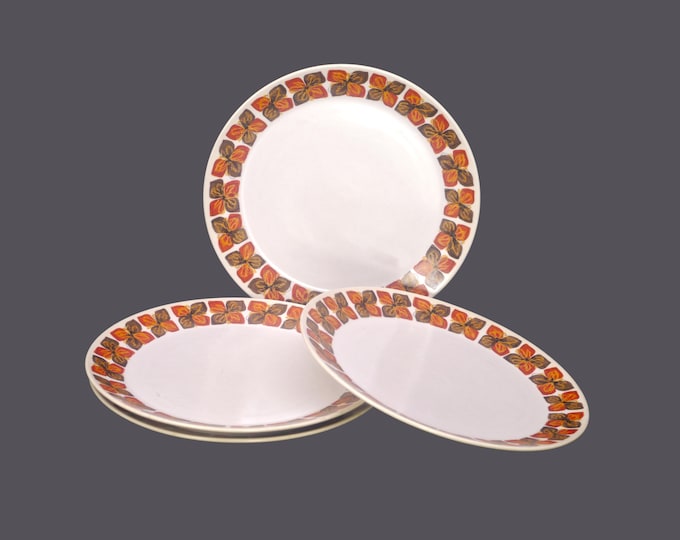 Four Noritake Southern Glow 9005 large dinner plates. Progression Stoneware made in Japan.