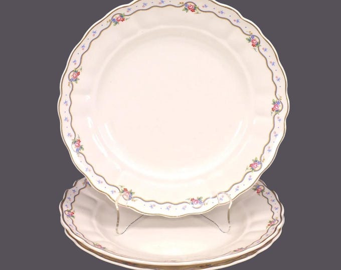 Three Grindley Linden Lea dinner plates. Royal Petal ironstone made in England. Marks (see below).