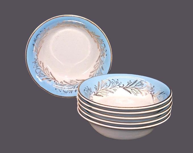 Vintage Washington Pottery Blue Riband dessert bowls made in England. 7 bowls.