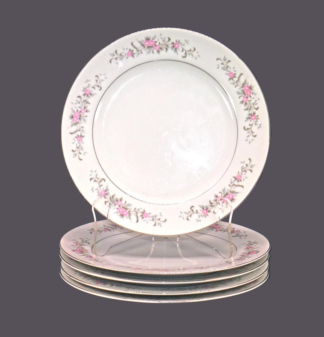 Rose、*****、JAPAN食器&皿セット Vintage Premiere Fine China Rose Garden Dinner Plates. Japan. Set