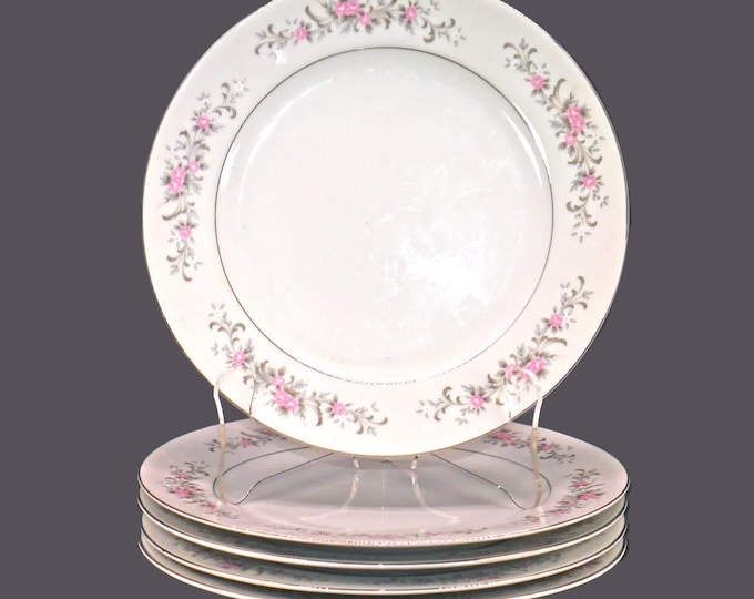 Five Premiere Fine China Rose Garden 3740 dinner plates made in Japan.