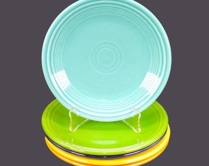 Five Homer Laughlin Fiesta Ware salad plates made in USA. Five different colors.