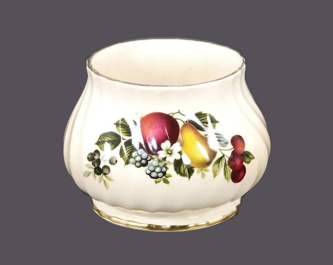 Sadler 3384 open sugar bowl made in England. Fruit, berries, white flowers.