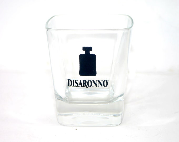 Disaronno squared lo-ball | on-the-rocks | Tom Collins glass. Etched-glass branding.