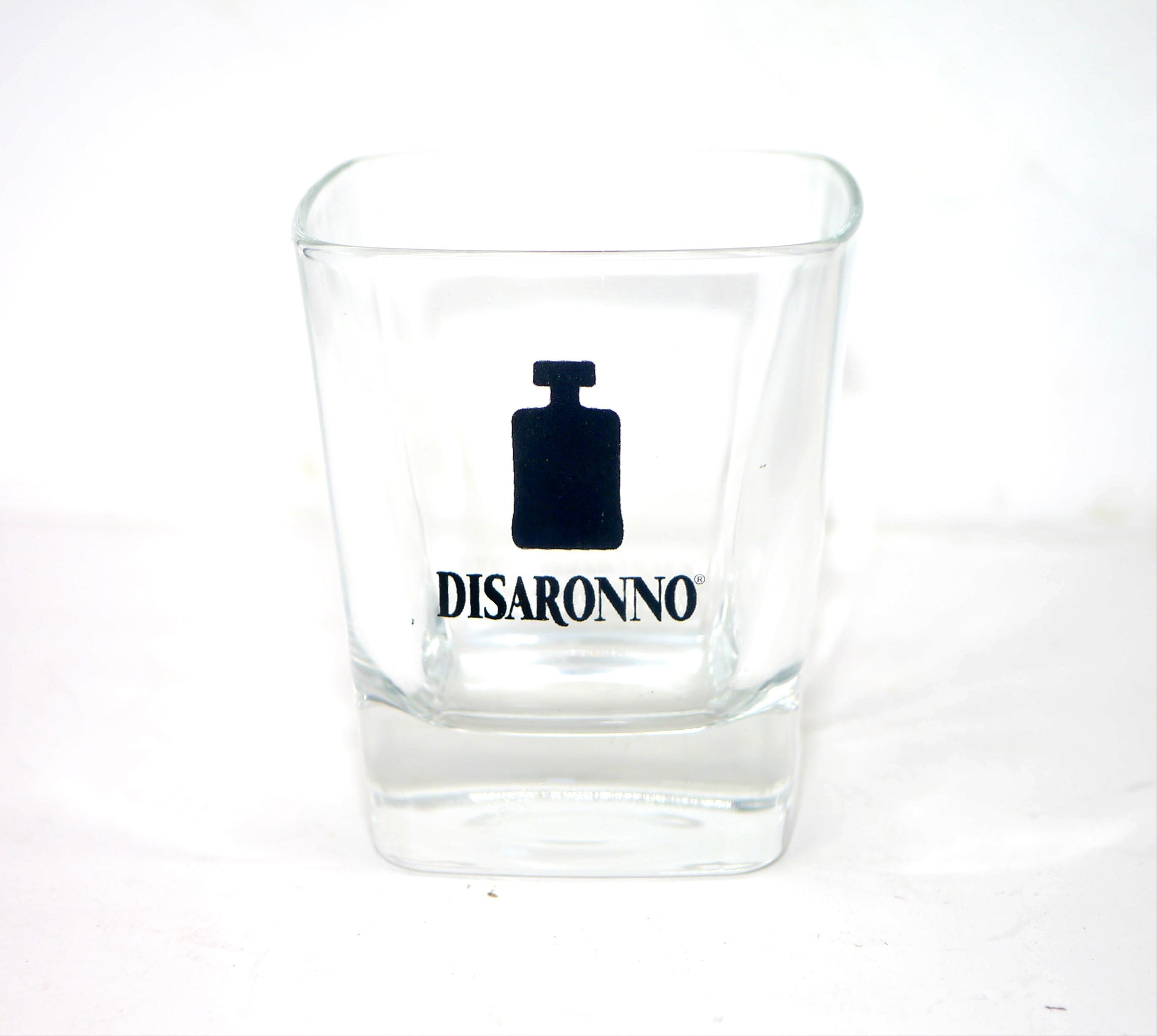 Set of TWO Square Footed Pedestal Glasses Textured Disaronno