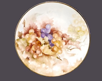 Vintage Bareuther Waldsassen Luncheon Plate: Purple Grapes, Gold Trim