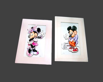 Mickey and Minnie Mouse 3D framed signed original pieces of art by Canadian multimedia artist Darlene Abela.