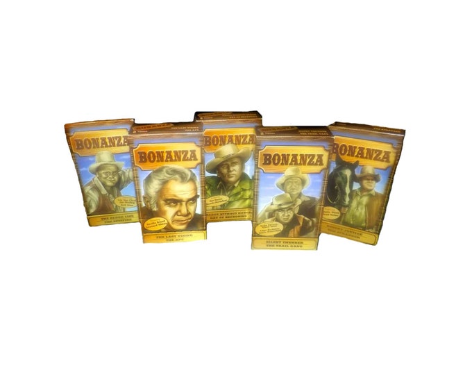 Bonanza 1998 classic western series boxed set of 10 VHS video tapes | 10 full-length episodes. Published by Madacy Entertainment.