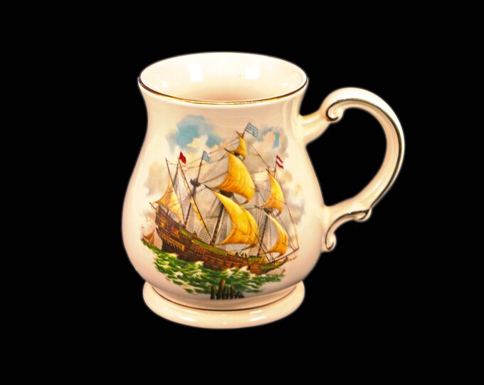 Sadler Nautical | Sailing Ship large stein | mug. Sailing Rough Seas, gold rim. Made in England.