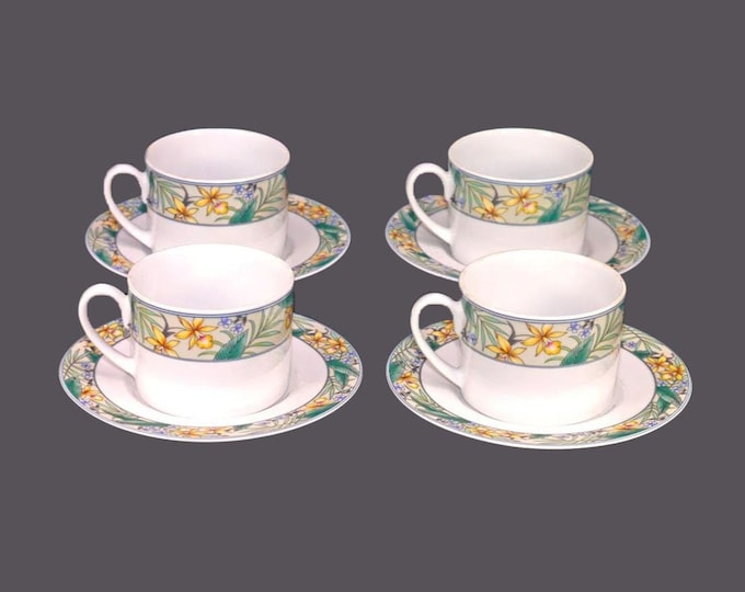 Four Christopher Stuart Polynesia Y0235 cup and saucer sets.