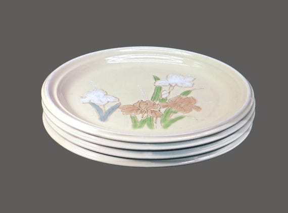 Vintage Home Scenery Dinner Plate, Floral Stoneware, Made in Japan