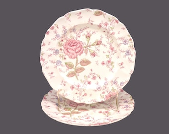 Pair of Johnson Brothers Rose Chintz salad plates made in England. Flaws (see below).