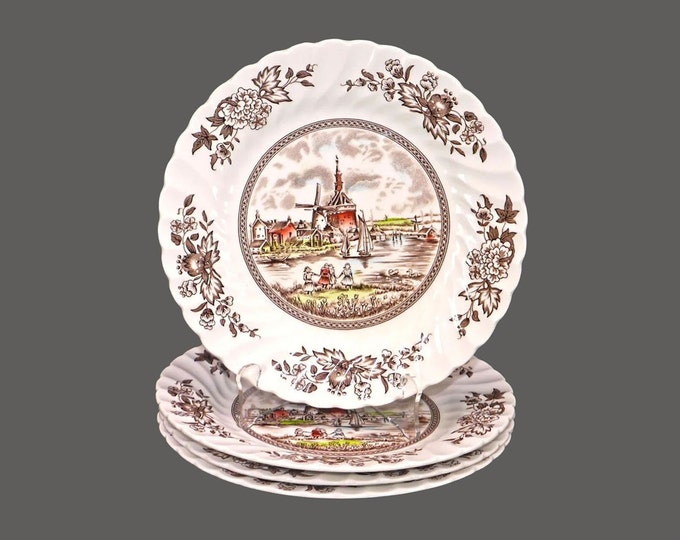 Johnson Brothers Tulip Time Brown Multicolor dinner plates made in England. Choose quantity below.