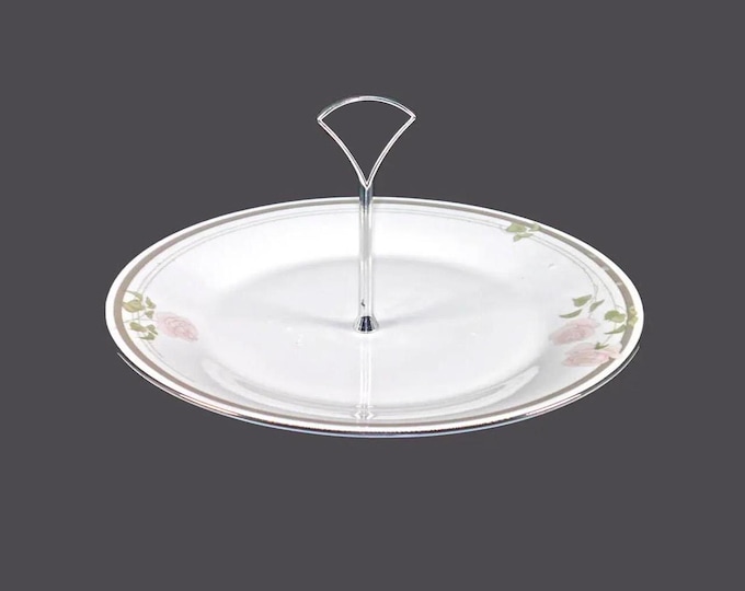 Royal Doulton Twilight Rose round cake plate with center handle made in England.